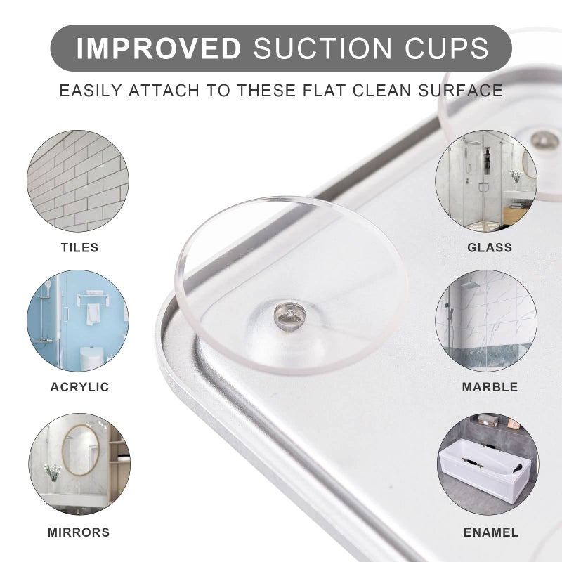 Ettori Shower Mirror Fogless for Shaving- with 4 Suctions  Anti Fog Mirror for Shower  Bathroom  Vanity  Bathtub  Razor Holder for Men - Image 3